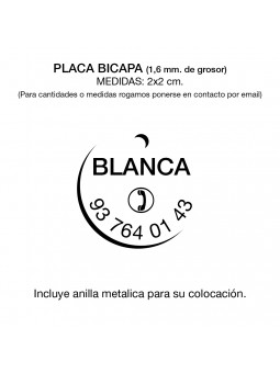 Placa redonda de 2x2 cm.