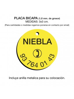 Placa redonda de 3x3 cm.
