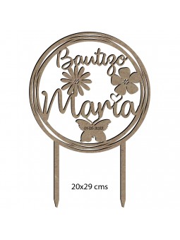 Topper de madera Bautizo niña